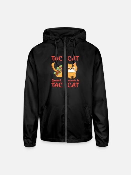 Tacocat Mexican food Taccos Cat fans - Unisex Lightweight Windbreaker Jacket - black - Front