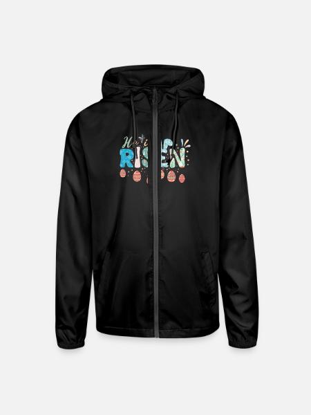 He Is Risen Easter Celebration Theme - Unisex Lightweight Windbreaker Jacket - black - Front