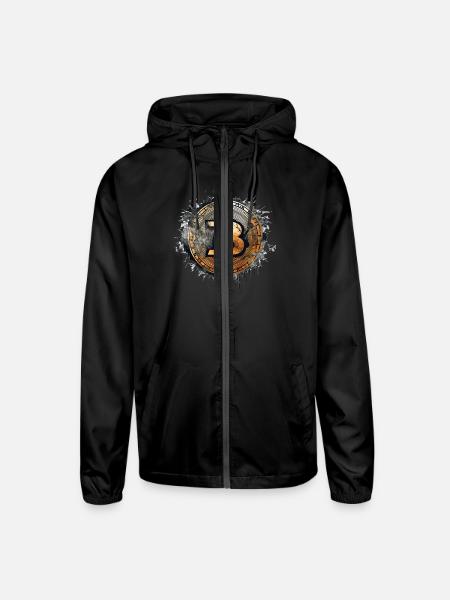 Vintage Cryptocurrency Digital Currency Coin - Unisex Lightweight Windbreaker Jacket - black - Front