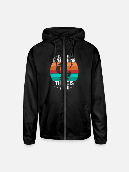 Kitesurf Kiteboarder Vintage Kite Kitesurfing - Unisex Lightweight Windbreaker Jacket - black - Front