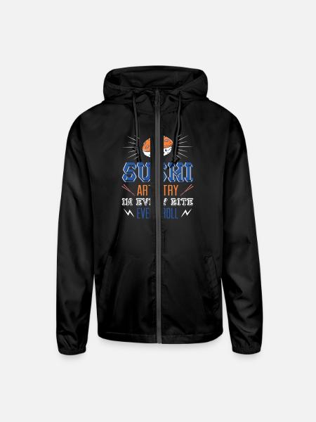 Sushi Japan Eat Sushimeal Meal - Unisex Lightweight Windbreaker Jacket - black - Front