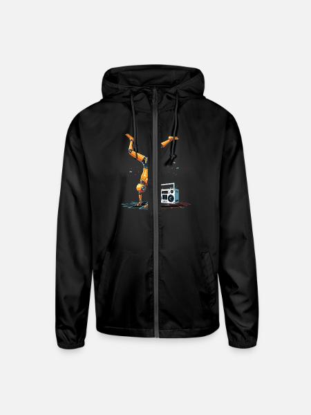 Breakdance Retro Robot Dance Break Dance Children - Unisex Lightweight Windbreaker Jacket - black - Front