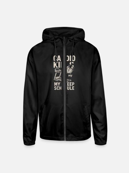 Morning Gym Regular Early Workout Fitness - Unisex Lightweight Windbreaker Jacket - black - Front