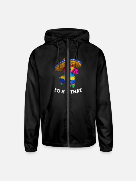 Funny Mexican Pinata Cinco De Mayo I'd Hit That - Unisex Lightweight Windbreaker Jacket - black - Front