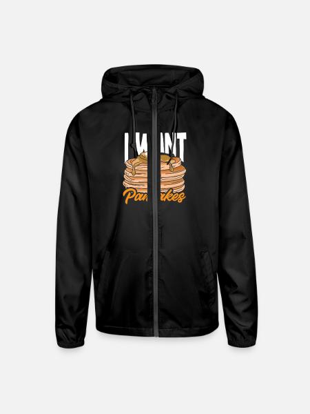 I Want Pancakes Stack Dripping Syrup Delight - Unisex Lightweight Windbreaker Jacket - black - Front