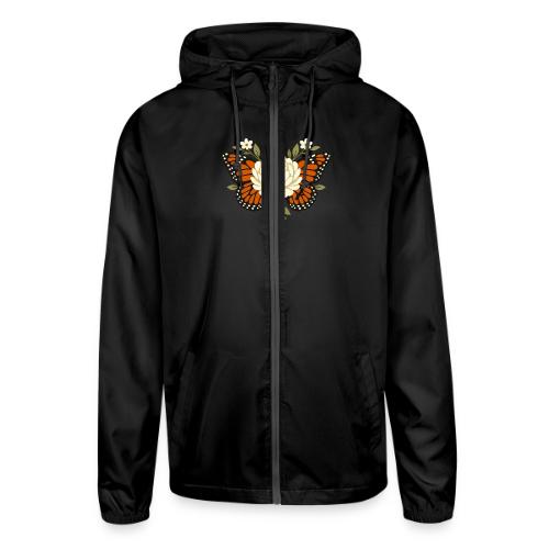 Monarch Butterfly Floral Botanical Art - Unisex Lightweight Windbreaker Jacket