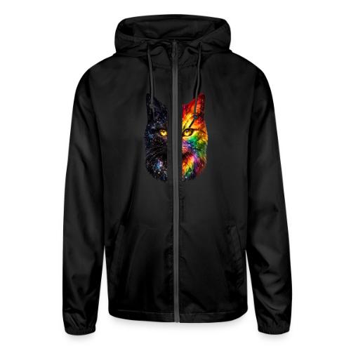Cosmic Galaxy Rainbow Cat - Unisex Lightweight Windbreaker Jacket