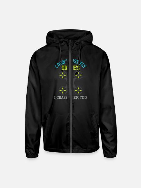 Drones Funny Drone - Unisex Lightweight Windbreaker Jacket - black - Front