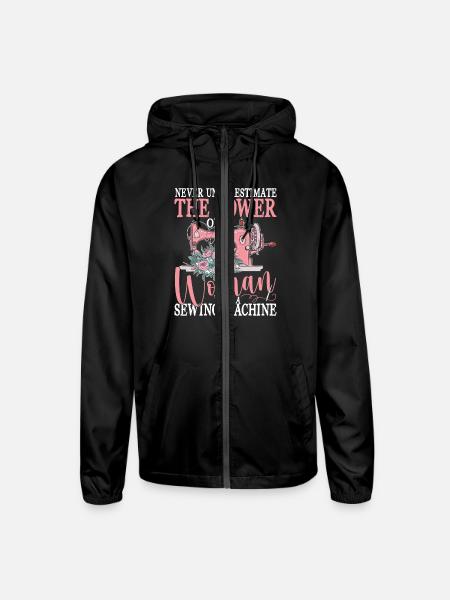 Never Underestimate The Power Of A Woman With A - Unisex Lightweight Windbreaker Jacket - black - Front