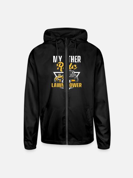 Lawn Mower Mowing Landscaping Landscaper - Unisex Lightweight Windbreaker Jacket - black - Front