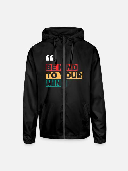 Mindful Kindness - Unisex Lightweight Windbreaker Jacket - black - Front