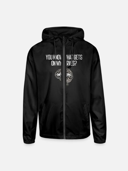 Funny Science Neuroscience Teacher Brain Pun Tee - Unisex Lightweight Windbreaker Jacket - black - Front