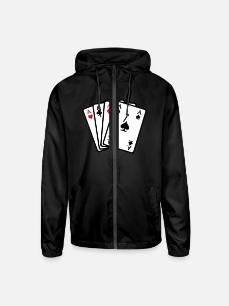 Poker cards - Unisex Lightweight Windbreaker Jacket - black - Front