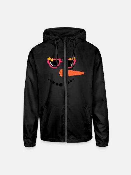 Snowman face - Unisex Lightweight Windbreaker Jacket - black - Front