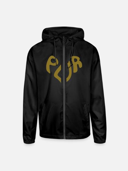 PLUR - Peace love unity and respect - Unisex Lightweight Windbreaker Jacket - black - Front