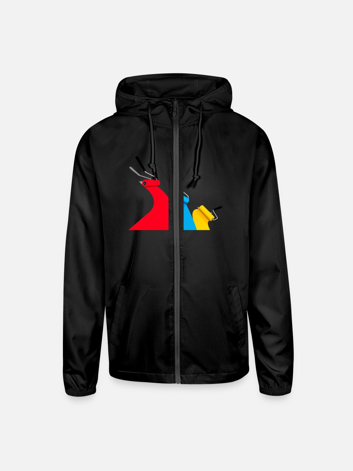 paint rollers - Unisex Lightweight Windbreaker Jacket - black - Front