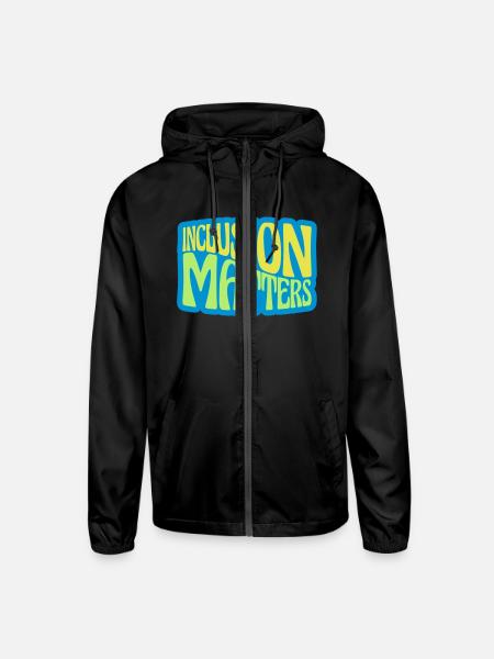inclusion matters logo quote - Unisex Lightweight Windbreaker Jacket - black