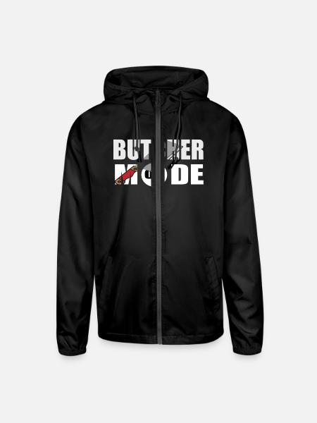 Butcher Mode On - Unisex Lightweight Windbreaker Jacket - black - Front