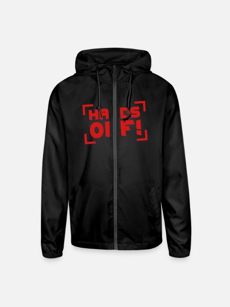 Hands Off - Unisex Lightweight Windbreaker Jacket - black - Front