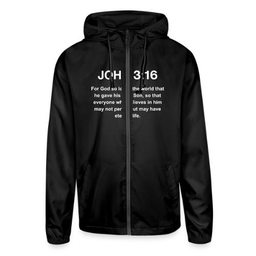 John 3:16 Christian Apparel – White - Unisex Lightweight Windbreaker Jacket