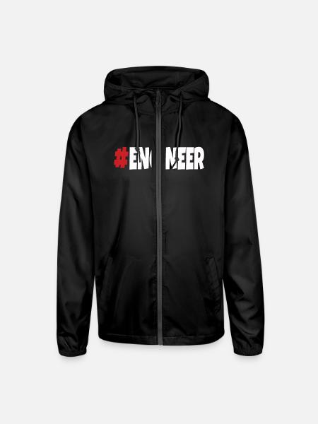 #engineer red&white - Unisex Lightweight Windbreaker Jacket - black