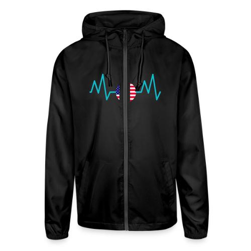 Heartbeat USA Flag – Patriotic American Pride Tee - Unisex Lightweight Windbreaker Jacket