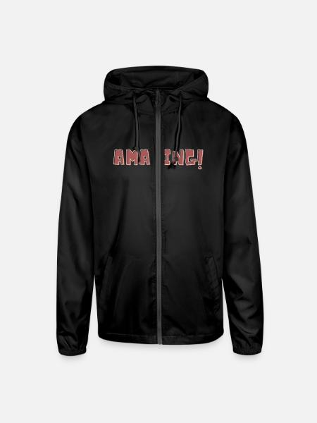 amazing! text logo - Unisex Lightweight Windbreaker Jacket - black