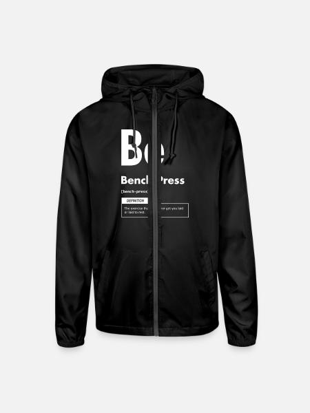 Bench Press - Periodic Table - Funny Gym Meme - Unisex Lightweight Windbreaker Jacket - black - Front