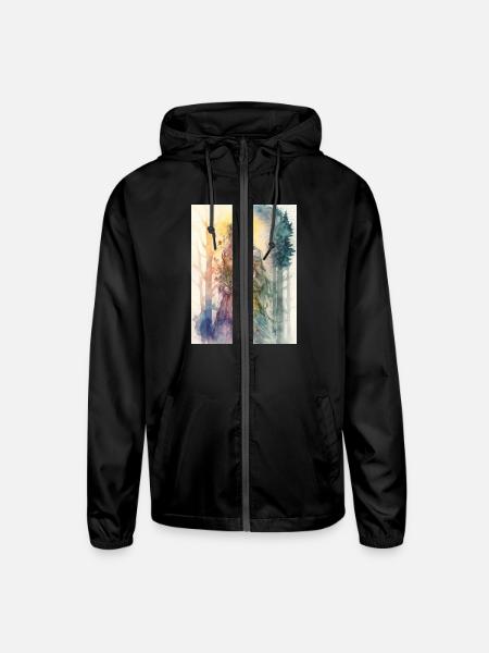 Nature Goddess - Woodland Witchy Forest Greenwoman - Unisex Lightweight Windbreaker Jacket - black - Front