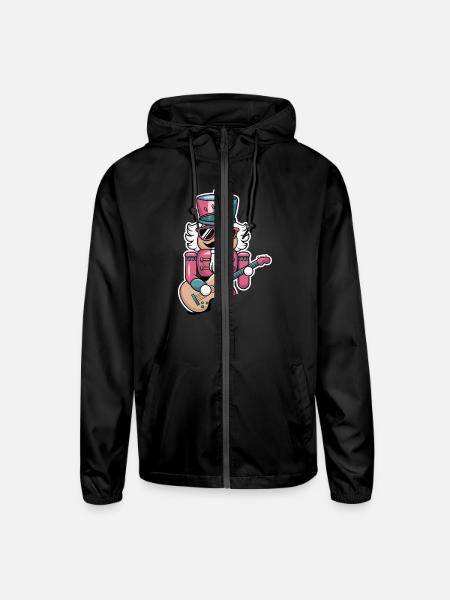 Nutcracker Playing Guitar - Unisex Lightweight Windbreaker Jacket - black