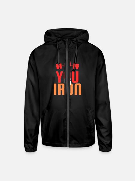YOU VS IRON - Unisex Lightweight Windbreaker Jacket - black - Front