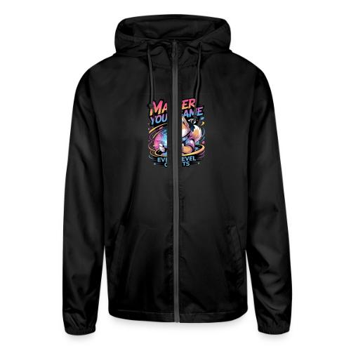 Cute Gamer Shiba Inu Level Up - Unisex Lightweight Windbreaker Jacket