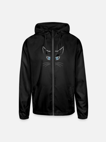 Cat's face - Unisex Lightweight Windbreaker Jacket - black - Front