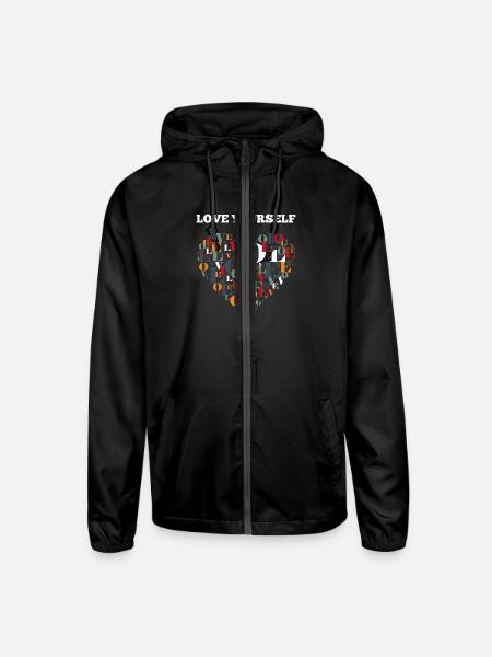 Love Yourself - Unisex Lightweight Windbreaker Jacket - black
