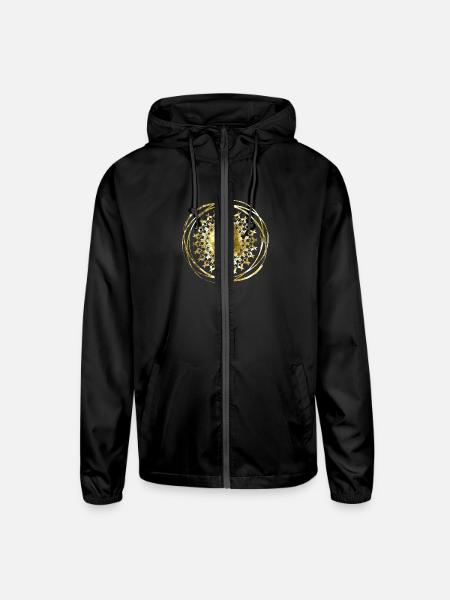 Mantra gold - Unisex Lightweight Windbreaker Jacket - black - Front