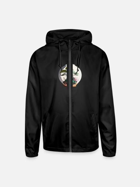 Bonsai Tree Terrarium - Unisex Lightweight Windbreaker Jacket - black