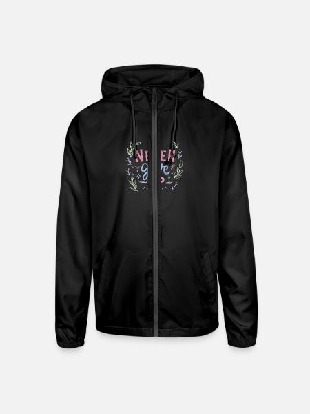 A Motivational Design for Those Who Never Give Up - Unisex Lightweight Windbreaker Jacket - black - Front