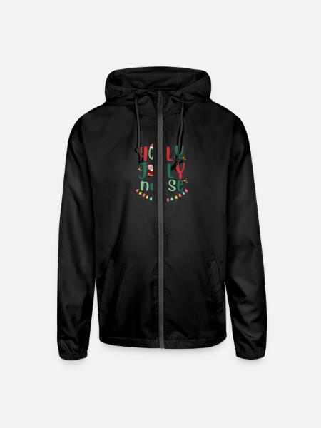HOLLY JOLLY NURSE - Unisex Lightweight Windbreaker Jacket - black - Front