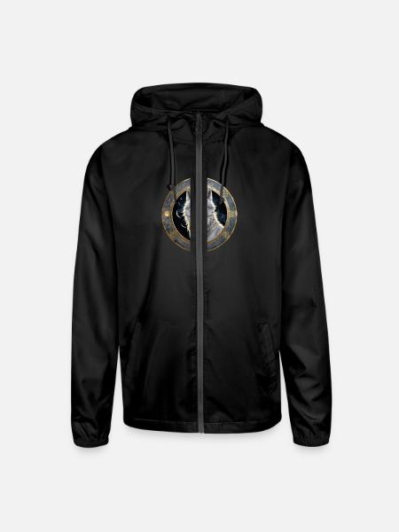 Lunar Wolf Portrait - Unisex Lightweight Windbreaker Jacket - black