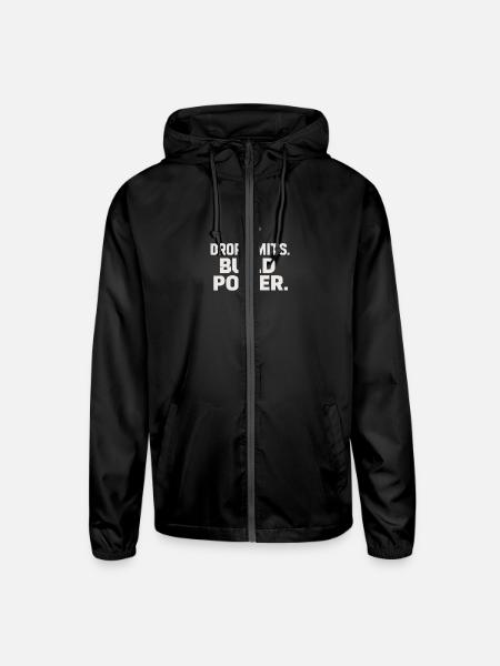 Drop limits. Build power - Unisex Lightweight Windbreaker Jacket - black - Front