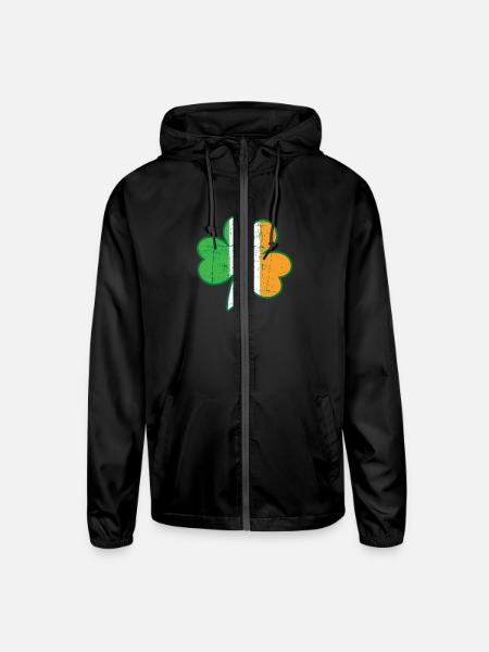 Irish flag - Unisex Lightweight Windbreaker Jacket - black