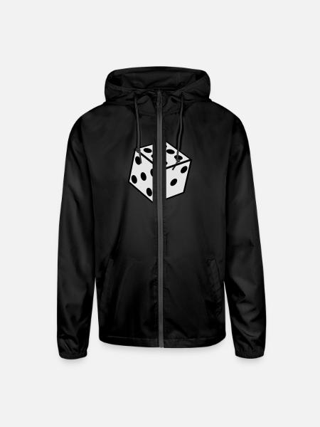 Six Sided Dice (B W) - Unisex Lightweight Windbreaker Jacket - black - Front