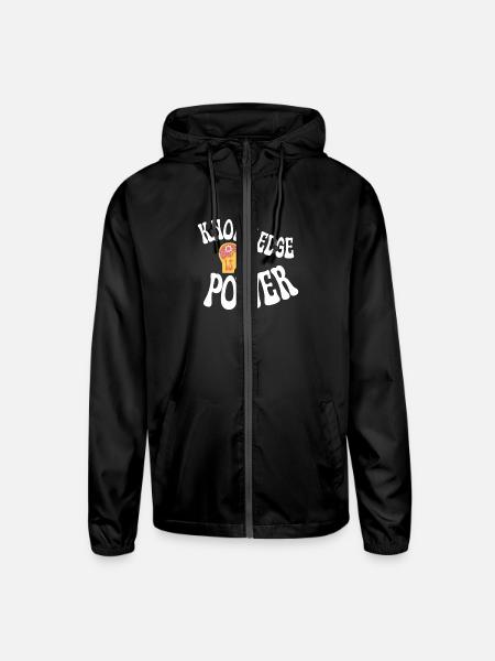 Knowledge is Power - Unisex Lightweight Windbreaker Jacket - black - Front