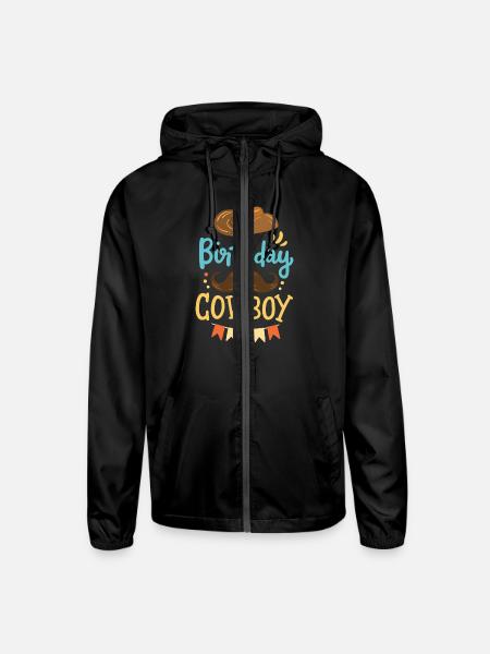 Cowboy Birthday Birthday Party Cowboy Themed - Unisex Lightweight Windbreaker Jacket - black - Front