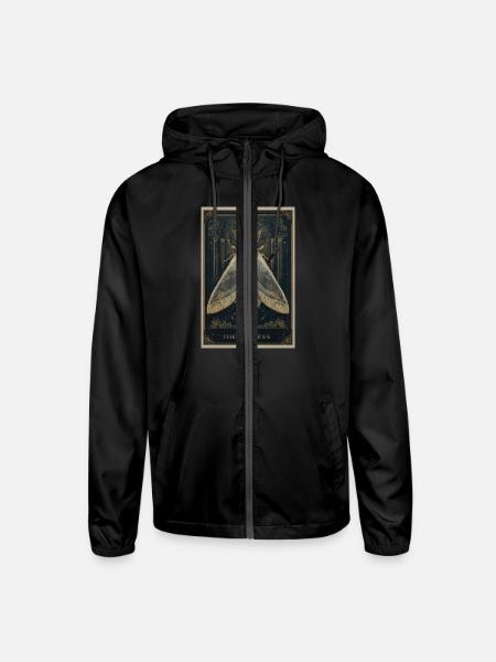 The Empress Tarot Moth - Unisex Lightweight Windbreaker Jacket - black