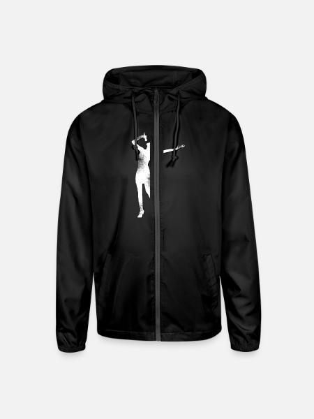 Singing Woman rasterized - Unisex Lightweight Windbreaker Jacket - black
