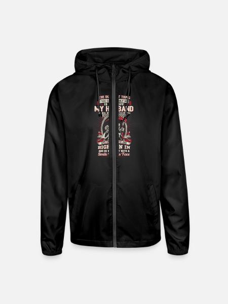 Husband - He will open the gates of hell - Unisex Lightweight Windbreaker Jacket - black - Front