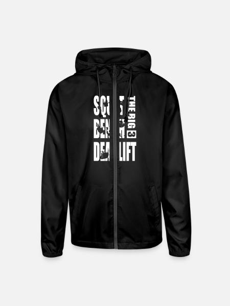 Powerlifting - Big 3 - Squat, Bench, Deadlift - Unisex Lightweight Windbreaker Jacket - black - Front