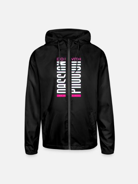 Typography Motivational T shirt - Unisex Lightweight Windbreaker Jacket - black - Front
