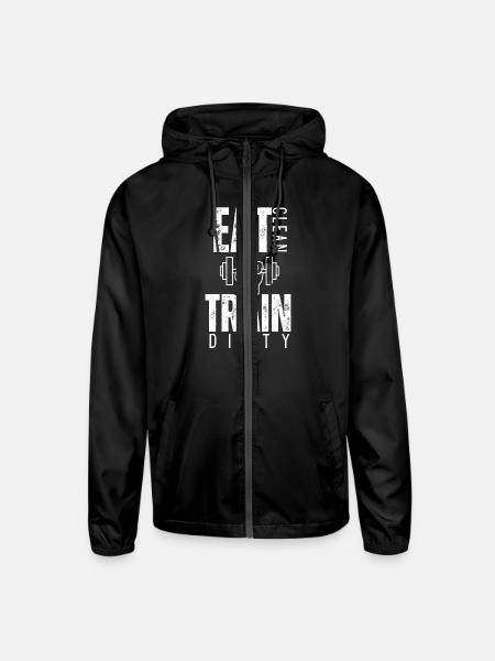 Eat clean, train dirty - Unisex Lightweight Windbreaker Jacket - black - Front